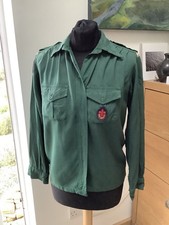 VINTAGE SCOUT SHIRT WITH EMBLEM DARK GREEN 34” Chest Lindley West Yorkshire