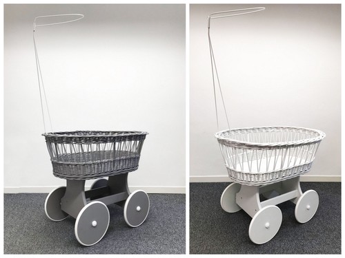 Grey white wicker wheels - grey/white, crib