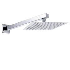 Mirror Chrome Square 8" Rain Head Shower Set + 400mm Straight Wall Mounted Arm