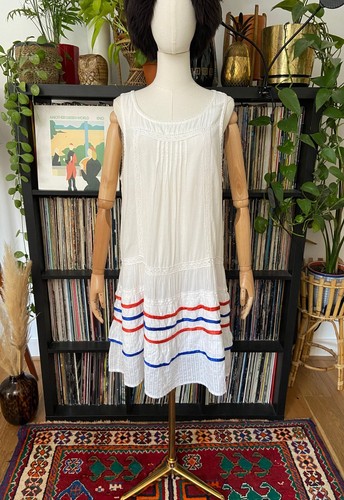 Vintage white drop waist dress - drop,