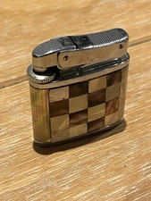 Vintage Brother-lite Gas Lighter Japan Mother-of-Pearl Inlay Checkered 1960s