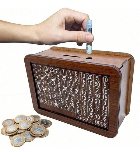 Wooden money box with counter - box,