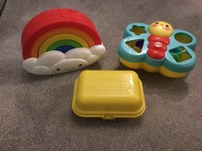 Fisher Price Shape Sorter, Tomy Hide & Squeak Eggs, Stacking Rainbow Cloud Toys