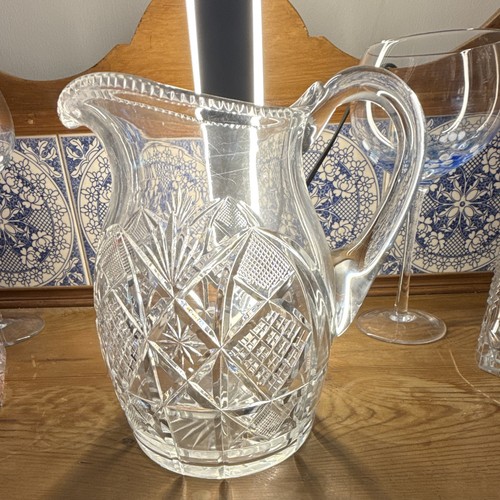 Clear cut glass pitcher - clear,