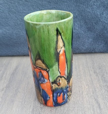 Vintage Elio Schiavon - Italian MCM Ceramics - Green Vase Skyline Rooftop signed