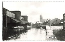 Real Photo Postcard Wigan Pier serrated edge canal barge men standing AB337