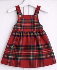 Girls Red Tartan Next Pinafore