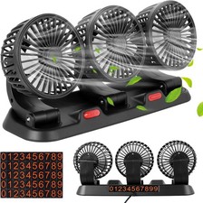 3 Head Car Fan 360° Rotate 2 Speed USB/12V/24V Quiet Cooling Fan for SUV RV