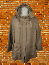 WOMENS COTTON TRADERS UK 14 TAUPE BROWN HOODED FAUX FUR LINED PARKA JACKET COAT