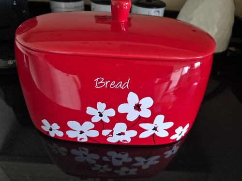 Ceramic red white flowers - red,