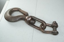Vintage Tow Hook & D Link  Shackle Boat Land Rover Towing Lifting Chain Engine