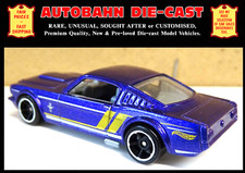 OLD 1965 FORD MUSTANG FASTBACK IN BLUE; 1:64 SCALE HOT WHEELS DIECAST MODEL CAR