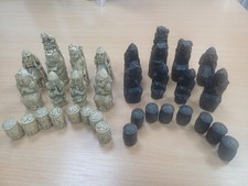 Vintage Isle of Lewis Chess Set Replica – Handcrafted Resin Pieces – Medieval Ce