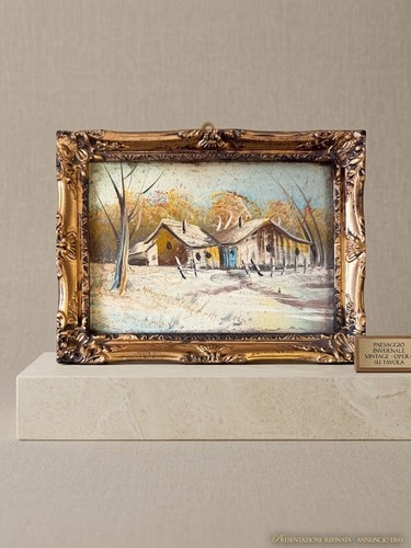 Vintage winter landscape oil - vintage,