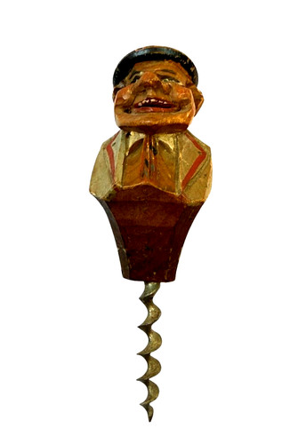 Vintage figural wood corkscrew - vintage,