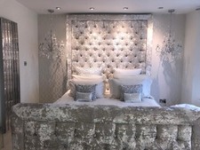 Superking Handmade Light Cream Crushed Velvet Gas Lift Ottoman Bed Frame Only