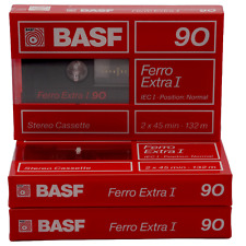 ⭐⭐⭐ 3 X BASF FERRO EXTRA I 90 BLANK AUDIO CASSETTE TAPES (1988)  NEW & SEALED
