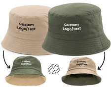 Custom Reversible Bucket Hat Personalised Logo Name Any Text Double-Sided Design