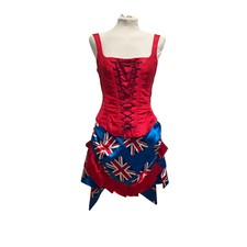 British Pin-up/Show Girl Union Jack Costume For Coronation Party, Size M & Si...