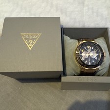 Guess Men’s Wrist Watch With Brown Leather Strap W0040G3 Immaculate Condition