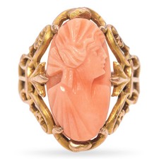 Antique 10K Yellow Gold Carved
