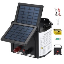 Solar Electric Fence Energiser  Battery Powered 0.35J 10km Farm Pet Animal UK