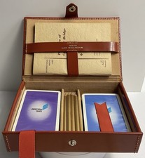 Leather Bridge Set With 2 Sets Of Sealed British Gas Playing Cards, UK Made VGC