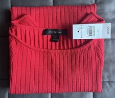 Taylor Red Ribbed Knit Top XS