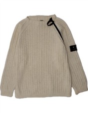 CP COMPANY Boys Boat Neck Jumper Sweater 7-8 Years Off White Cotton DN02