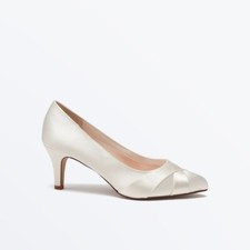 Lexi Wide Fit - Rainbow Club Ivory Satin Bridal Wedding Court Shoes