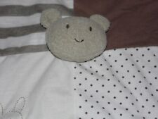 Mini Club bear comforter soft toy Boots brown teddy blankie stripe cream