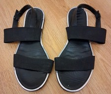 Wide Fitting Size 6 39 Black Elasticated Strap Comfy Soft On Feet Sandal Shoes