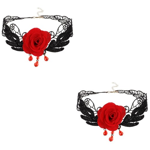 Women lace rose choker - lace,
