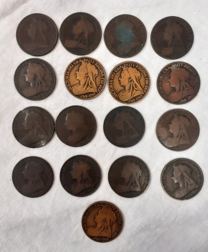 British victorian penny coin - british,