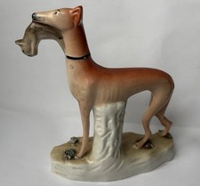 Rare Antique Georgian Stafforshire Porcelain Pottery Whippet Greyhound Figurine