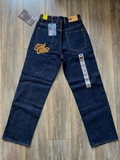 ECKO UNLTD EMBROIDERED INDIGO   JEANS MENS  BAGGY STYLE URBAN HIP HOP VINTAGE