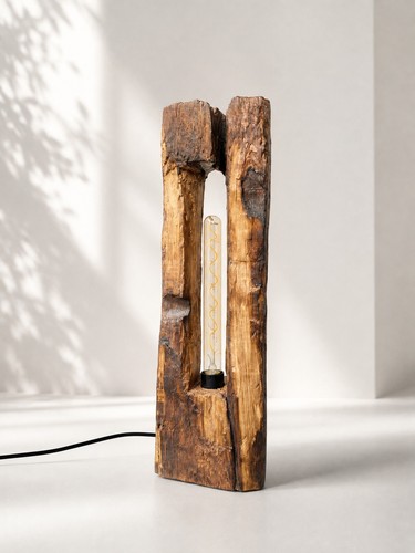 Rustic lamp oak bed - ,