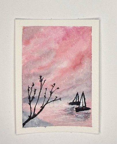 Aceo original watercolor - original, 2.5"