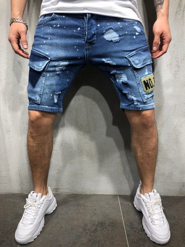 Men casual ripped shorts knee - men,