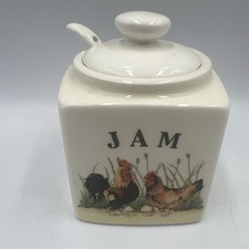 Leonardo Lifestyle Ceramic Farmyard Chicken & Cockerel Jam/Preserve Pot & spoon