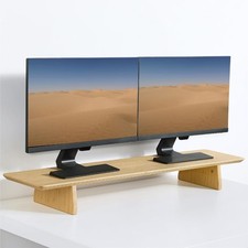 Navaris Double Bamboo Monitor Stand TV Stand  Screen Riser Laptop Monitor 