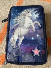 Depesche Pencil midnight horse pencil school case blue lights up 3 compartments