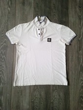 Stone Island Men's White Polo Shirt Size M Pure Cotton