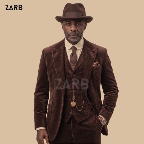 Mens brown velvet - velvet, suit