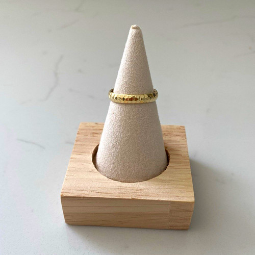 9ct gold diamond cut stacker - gold,