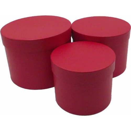 Round red flower hat boxes - round,