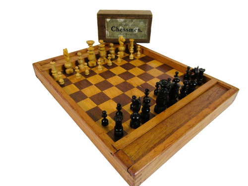 Antique vintage chess - or, set