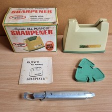 Vtg 70s Majestic All Purpose Knife Sharpener Green Boxed With Multi Opener 