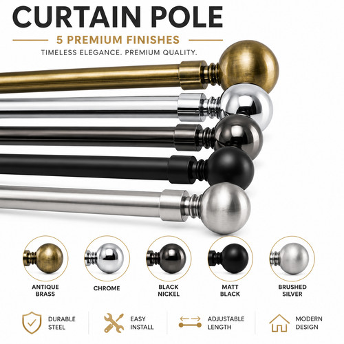 Extendable metal curtain pole - curtain,