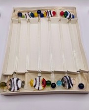 Vintage fused glass fish themed cocktail swizzle sticks, original unused box 6 